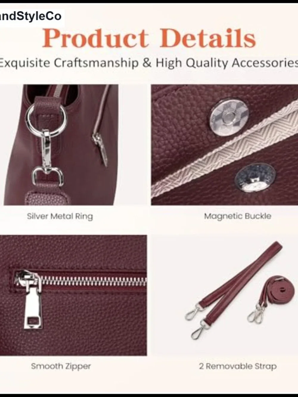 Genuine Leather Crossbody Hobo Bag Women Soft Shoulder Purse with 2 Removable